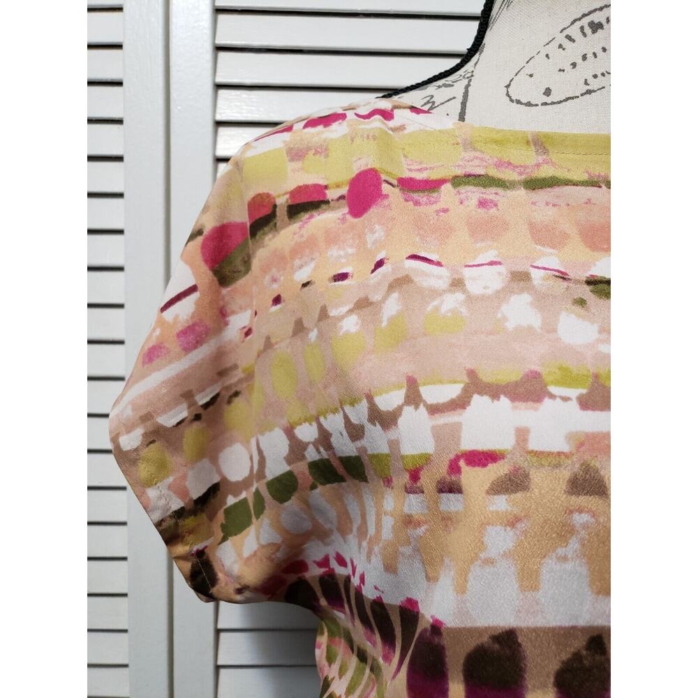 Eliza J. Blouson Dress Women's Size 8 Multicolor‎ Print Short Sleeve Knee Length - Picture 3 of 10